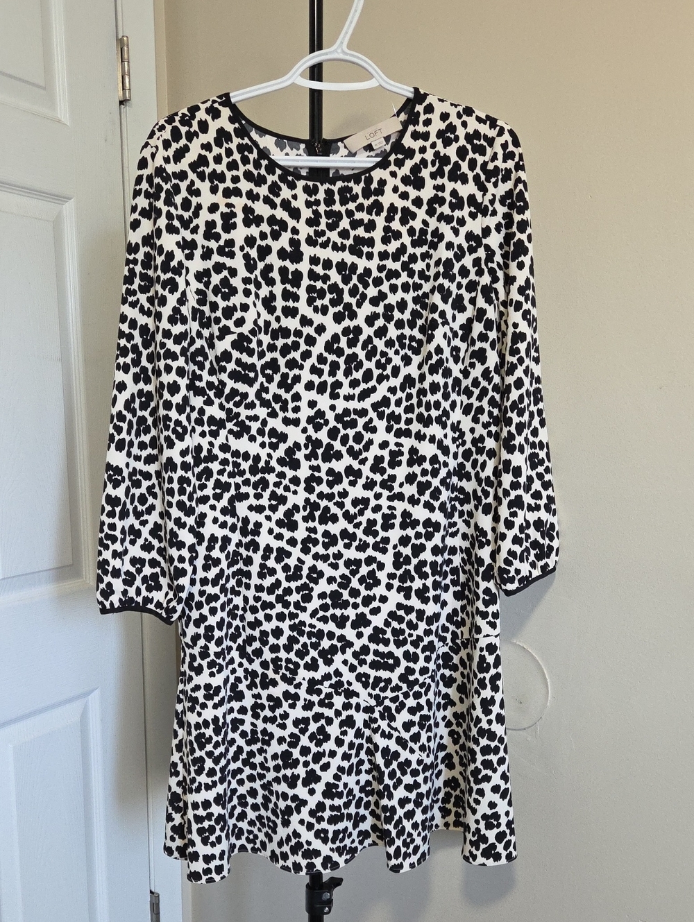 Loft Black & White Leopard Print Shift Dress